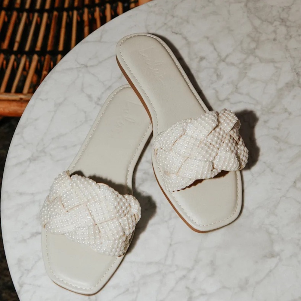 Lulu's Cream Pearl-Embellished Women's Flats